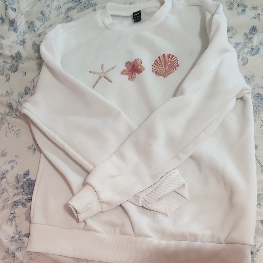 White Graphic Women's Sweater